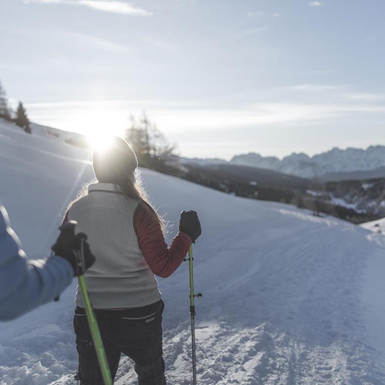 Winter hiking in the Dolomites