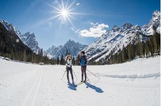 Cross-country skiing in winter