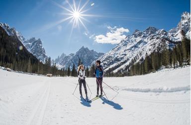 Cross-country skiing in winter
