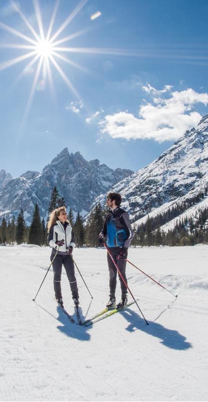 Cross-country skiing in winter